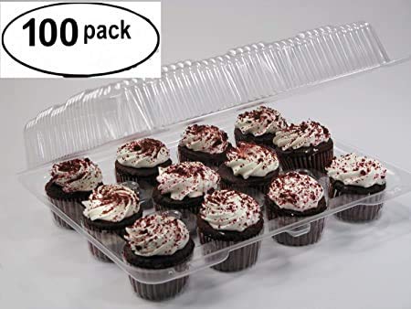 case of 100 12 Compartment Cupcake Container with Hinged Lid Clear 12 cavity cupcake container disposable plastic cupcake boxes 12 Compartment Cupcake Containers