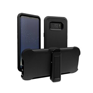 samsung galaxy s8 plus case, toughbox® [armor series] [shockproof] [black] for galaxy s8 plus case [with holster & belt clip] [fits otterbox defender series belt clip cover]