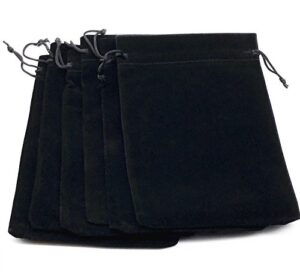 lady seven 6pcs 7" x 5" velvet cloth jewelry pouches/drawstring bags (black)