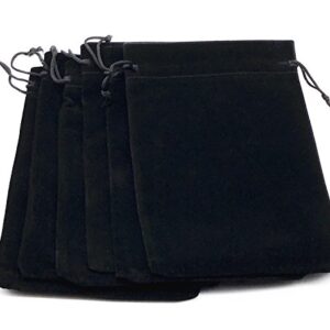 Lady Seven 6pcs 7" X 5" Velvet Cloth Jewelry Pouches/Drawstring Bags (Black)