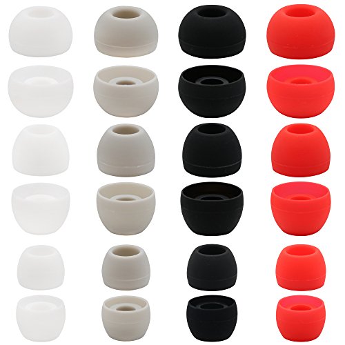 ALXCD Ear Tips Compatible with Powerbeats 3 2 Wireless, S/M/L 3 Sizes 12 Pairs Silicone Earbuds Tips Replacement Eartip, Compatible with Beats Powerbeats 3 Wireless 2, 12 Pairs Black/White/Red/Gray