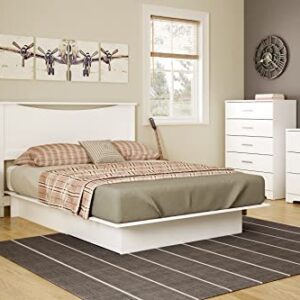 South Shore Gramercy Full/Queen Platform Bed (54/60'') with drawers, Pure White