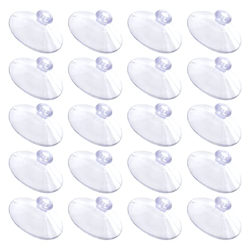 Whaline 20 Packs Clear Suction Cup PVC Plastic Sucker Pads Without Hooks Shower Caddy Connectors Suction Cups Plastic Heavy Strength Clear Sucker for Bathroom Glass Table Tops (45mm)