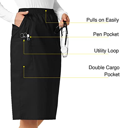 WonderWink WonderWORK Women’s Pull-On Cargo Skirt — Black, X Large