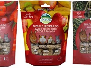 Simple Rewards Small Animal Treats 3 Flavor Variety Bundle (1) Each: Baked Apple Banana, Baked Bell Pepper, Timothy, 1.4-2 Ounces