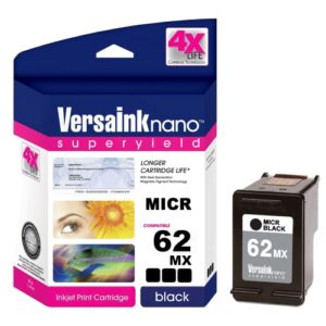 versaink-nano hp 62 mx, xl black micr ink cartridge for check printing