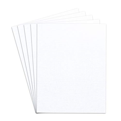 White Linen Textured Specialty Cardstock | Blank Thick 8 1/2 X 11 Heavyweight Card Stock for Wedding Invitations, Announcements, Greeting Cards | 80lb Cover (216gsm) | 50 Sheets