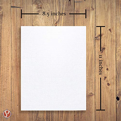 White Linen Textured Specialty Cardstock | Blank Thick 8 1/2 X 11 Heavyweight Card Stock for Wedding Invitations, Announcements, Greeting Cards | 80lb Cover (216gsm) | 50 Sheets