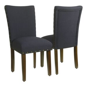 homepop parsons classic upholstered accent dining chair with nailheads, set of 2, deep navy