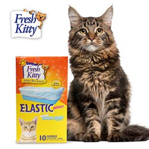 10 count fresh kitty litter box liners durable, easy clean up elastic jumbo scented odor zorb litter pan box liners, bags for pet cats