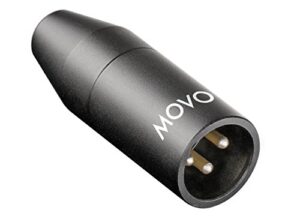 movo f-xlr 3.5mm to xlr microphone adapter - 3.5mm female trs to xlr male connector for camcorders, recorders, mixers