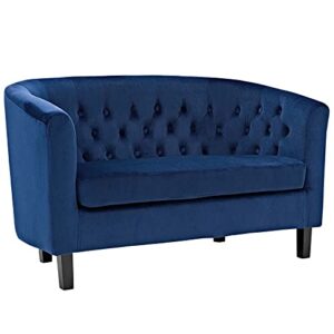 modway eei-2615 prospect velvet upholstered contemporary modern loveseat in navy
