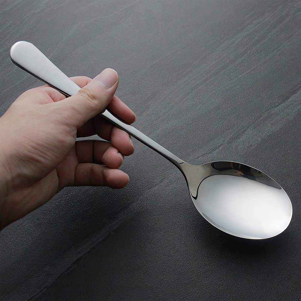 Serving Spoons, AOOSY 6 Pieces X-Large 9.8 Inches Stainless Steel Serving Spoon Catering Spoons Solid Serving Utensils Big Ladle Tablespoons for Buffet Banquet Flatware Kitchen Basics Serving