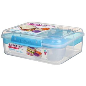 sistema to go collection bento lunch box, large, clear/blue klips