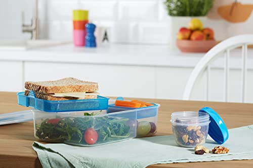 Sistema To Go Collection Bento Lunch Box, Large, Clear/Blue Klips