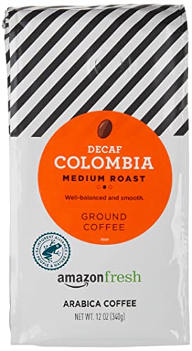 AmazonFresh Decaf Colombia Ground Coffee, Medium Roast, 12 Ounce