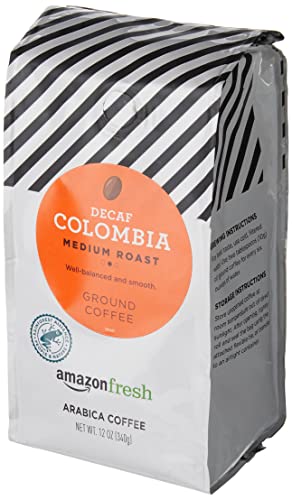 AmazonFresh Decaf Colombia Ground Coffee, Medium Roast, 12 Ounce