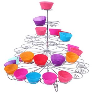 resulzon cupcake stand, 4 tier 23pcs cup holder reusable cake dessert tower tree for family events or parties