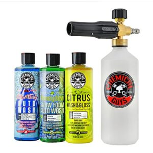 chemical guys torq foam cannon snow foamer & 3 premium soaps kit, 16 fl oz