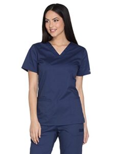 scrubs for women workwear core stretch v-neck top, soft brushed twill plus size ww630, 3xl, black