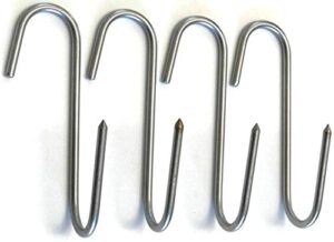 riversedge products stainless meat hooks, smoker hook, 7" right angle, 4 pack
