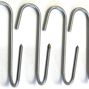 RiversEdge Products Stainless Meat Hooks, Smoker Hook, 7" Right Angle, 4 Pack