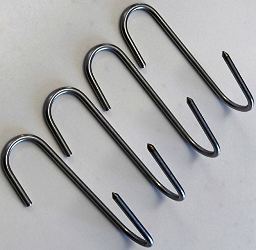 RiversEdge Products Stainless Meat Hooks, Smoker Hook, 7" Right Angle, 4 Pack