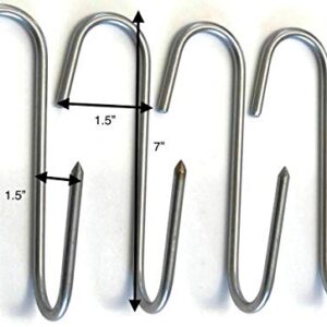 RiversEdge Products Stainless Meat Hooks, Smoker Hook, 7" Right Angle, 4 Pack