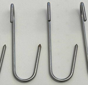 RiversEdge Products Stainless Meat Hooks, Smoker Hook, 7" Right Angle, 4 Pack