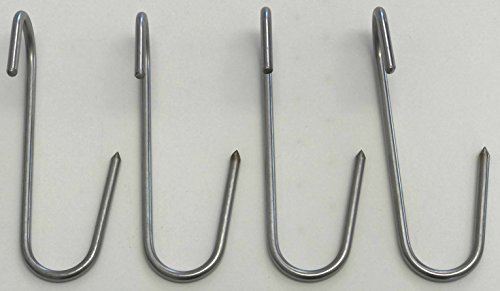 RiversEdge Products Stainless Meat Hooks, Smoker Hook, 7" Right Angle, 4 Pack