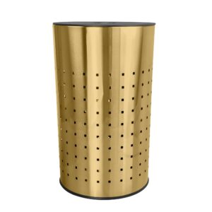 brushed gold laundry bin & hamper | 50l ventilated stainless steel clothes basket with mdf lid | life time warranty|