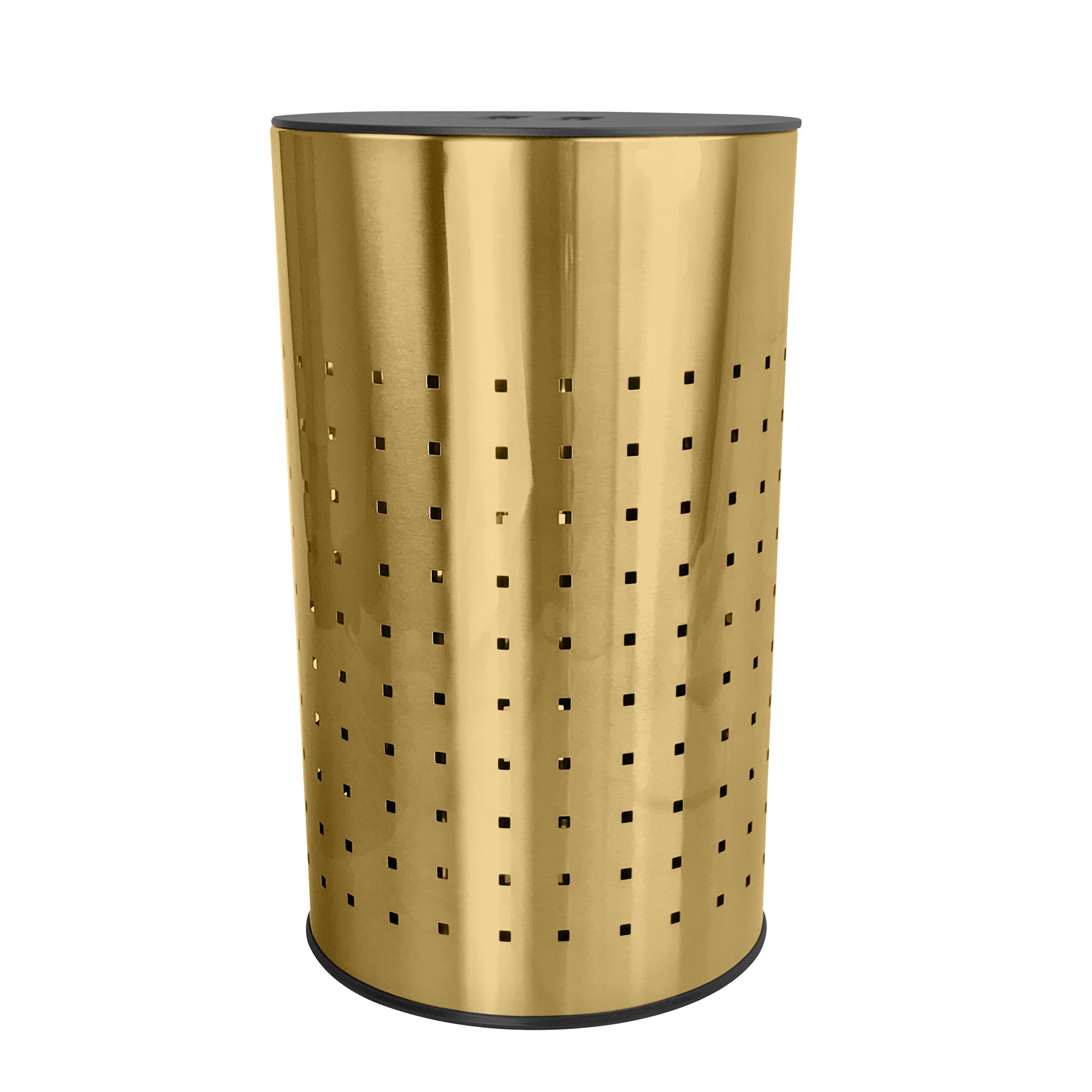 Brushed Gold Laundry Bin & Hamper | 50L Ventilated Stainless Steel Clothes Basket with MDF Lid | Life Time Warranty|