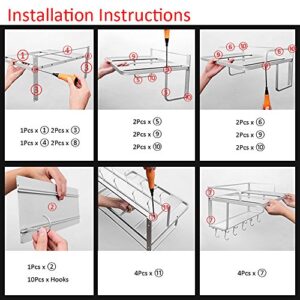 Ninetonine Alumimum Microwave Oven Wall Mount Double Deck Shelf With Hooks Silver