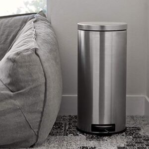 NINESTARS AMZ-CB-SOT-30-1/5-1 CB-SOT-30-1/5-1 Step-on Trash Can Combo Set, 8 Gal 30L & 1.2 Gal 5L, Stainless Steel Base (Round, Lid)