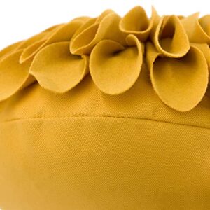 JWH Stereo Flower Throw Pillow Cover Aesthetic Decorative 3D Sunflower Accent Pillow Case Round Cushion Handmade Mustard Pillowcase for Car Bed Couch Bedroom Chair 12 Inch Yellow