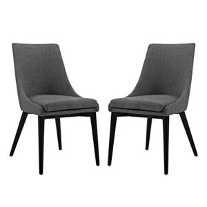 modway viscount mid-century modern upholstered fabric two kitchen and dining room chairs in gray