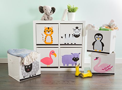 E-Living Store Collapsible Storage Bin Cube for Bedroom, Nursery, Playroom and More 13x13x13" - Tiger