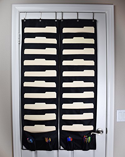 COMPONO Wall Storage Pocket Charts (10 Pocket - 2 Pack, Black) File Organizers with Free Bonus 6 Door Hangers. Best Pocket Chart for School, Classroom, Home or Office. Wall Pocket Chart Organizer