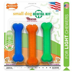 nylabone flexichew dog dental pack flexi & dental bacon x-small/petite (3 count)