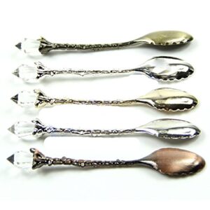 Yalulu 5Pcs Retro Crystal Alloy Stereoscopic Coffee Spoon Tea Spoon Dessert Spoon Ice Cream Spoons