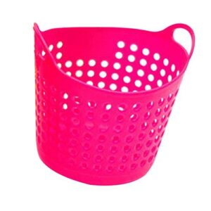 academyus portable plastic stationery home office gadgets trivial storage basket organizer with handle -hot pink