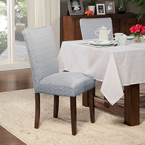 HomePop Parsons Classic Upholstered Accent Dining Chair, Set of 2, Shades Blue