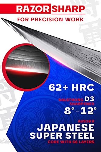 Dalstrong Fillet Knife - 6 inch - Shogun Series ELITE - Damascus - AUS-10V Japanese Super Steel - Boning Knife - Meat Cutting, Carving, Bone, Trimming, Deboning - Black G10 Handle - Sheath Included