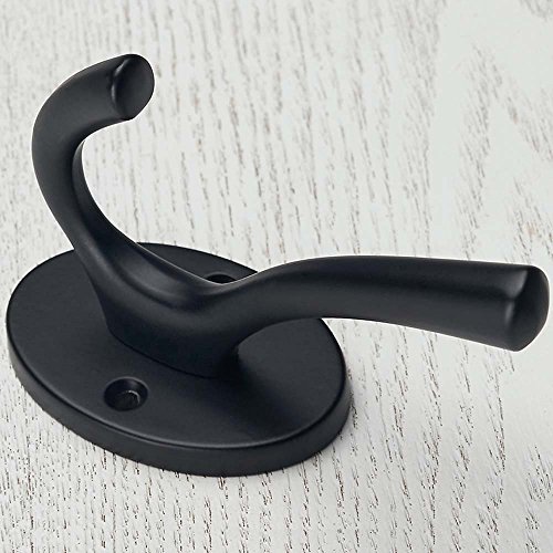 Mellewell 4 Pack Double Coat and Robe Hook for Bathroom and Bedroom Heavy Duty Wall Mount Matte Black, 09003B4