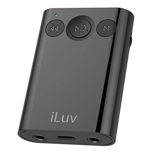 iLuv (i111BT) 2-Way Bluetooth Stereo Audio Receiver with Splitter Adapter; Features Dual Volume & Mute Control, Built-in Mic for Hands Free Calls and Supports Siri & Google Assistant Voice Command