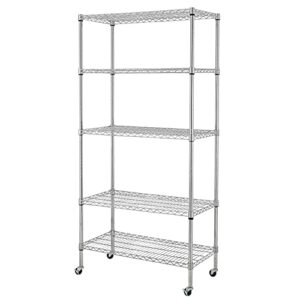 eeze rack eti-003 heavy duty steel wire chrome shelving, storage rack, nsf certified, 36x18x72-inches 5-tier (chrome) (new)