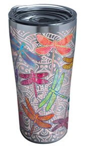 tervis dragonfly mandala triple walled insulated tumbler travel cup keeps drinks cold & hot, 20oz, stainless steel