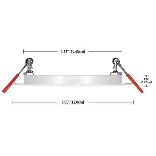 Globe Electric 91119 4" Ultra Slim LED Integrated Recessed Lighting Kit 4-Pack, 9 Watts, Energy Star, IC Rated, Dimmable, Wet Rated, White, 4.25" Hole Size, LED Recessed Lighting, Bathroom Lights