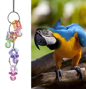 hypeety acrylic parrot chew swing bird toys for macaw parakeet finch cockatiel conure greys budgies bird cage toy hanging birds rope toys