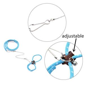 Hypeety Hamster Training Lead Leash Nylon for Hamster Rat Squirrel Gerbil Pet Cage Playhouse Leashes Band Finder Collar Bell (Blue)